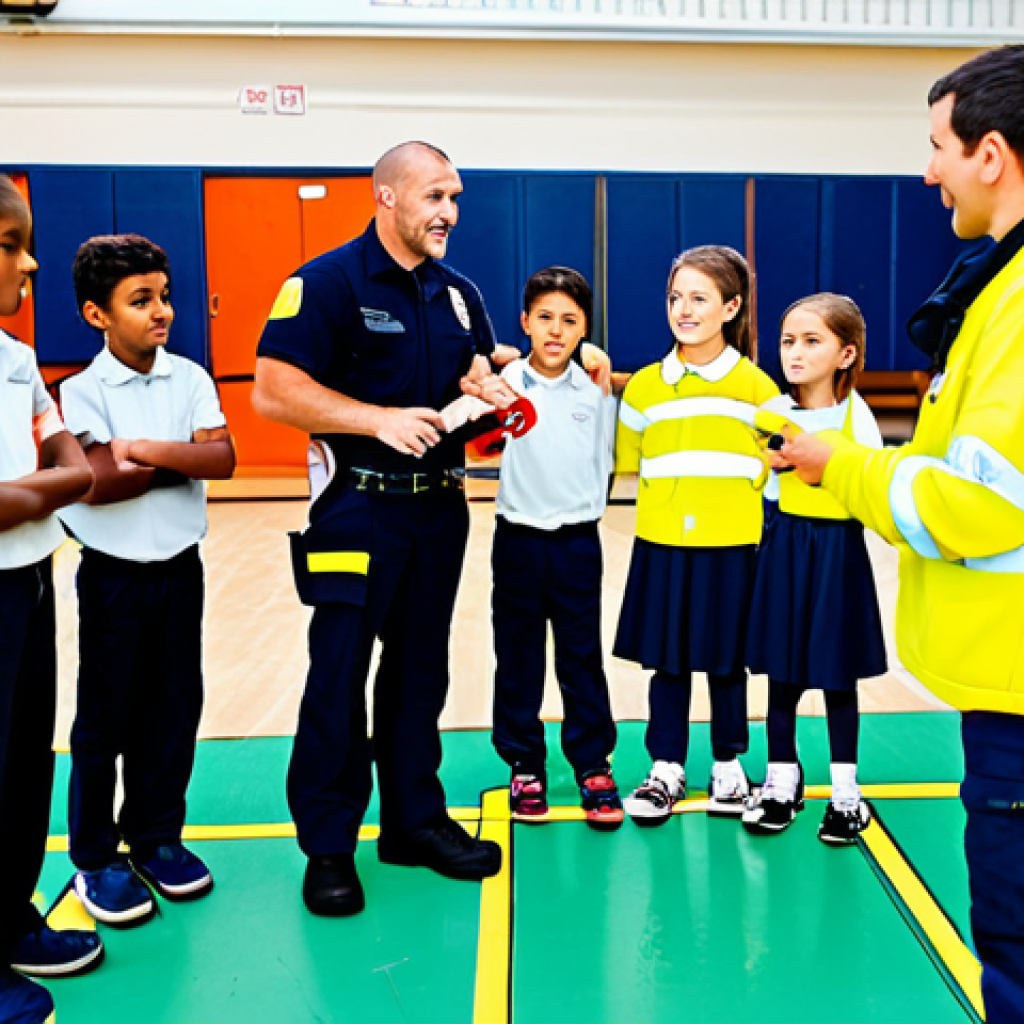**
"A family-friendly scene depicting a fully clothed firefighter giving a fire safety demonstration to a group of children in a school gymnasium, appropriate content, safe for work, professional, demonstrating how to use a fire extinguisher, children are attentive and wearing modest clothing, perfect anatomy, natural proportions, bright and cheerful colors, well-lit, high-resolution, professional photography, educational setting, safe environment."
**