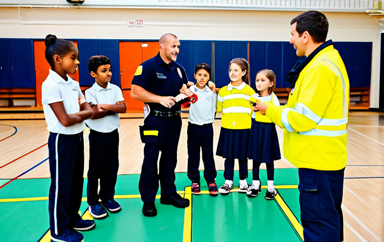 **
"A family-friendly scene depicting a fully clothed firefighter giving a fire safety demonstration to a group of children in a school gymnasium, appropriate content, safe for work, professional, demonstrating how to use a fire extinguisher, children are attentive and wearing modest clothing, perfect anatomy, natural proportions, bright and cheerful colors, well-lit, high-resolution, professional photography, educational setting, safe environment."
**