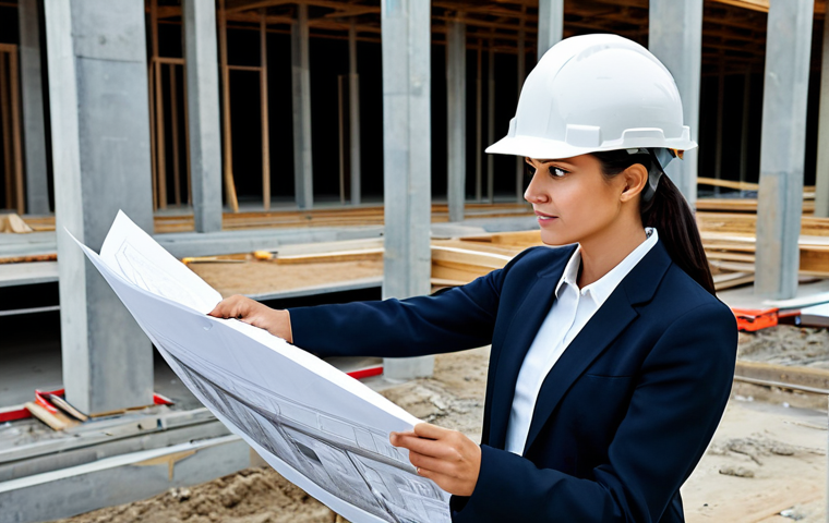 **
"A professional architect, fully clothed in a modest business attire, reviewing blueprints on a construction site with a hard hat. Safe for work, appropriate content, perfect anatomy, natural proportions, family-friendly, high-resolution."
**
