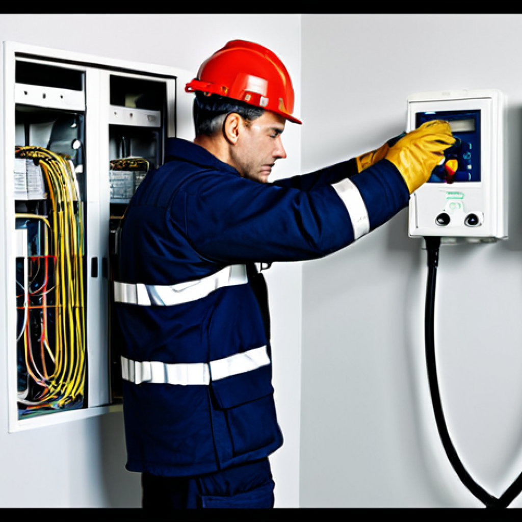 Building Inspection**
"A fire safety expert in appropriate attire inspecting a building's electrical system, looking for hazards, professional, fully clothed, safe for work, appropriate content, perfect anatomy, correct proportions, well-formed hands, natural pose, modern building interior, bright lighting, family-friendly, modest clothing."
**