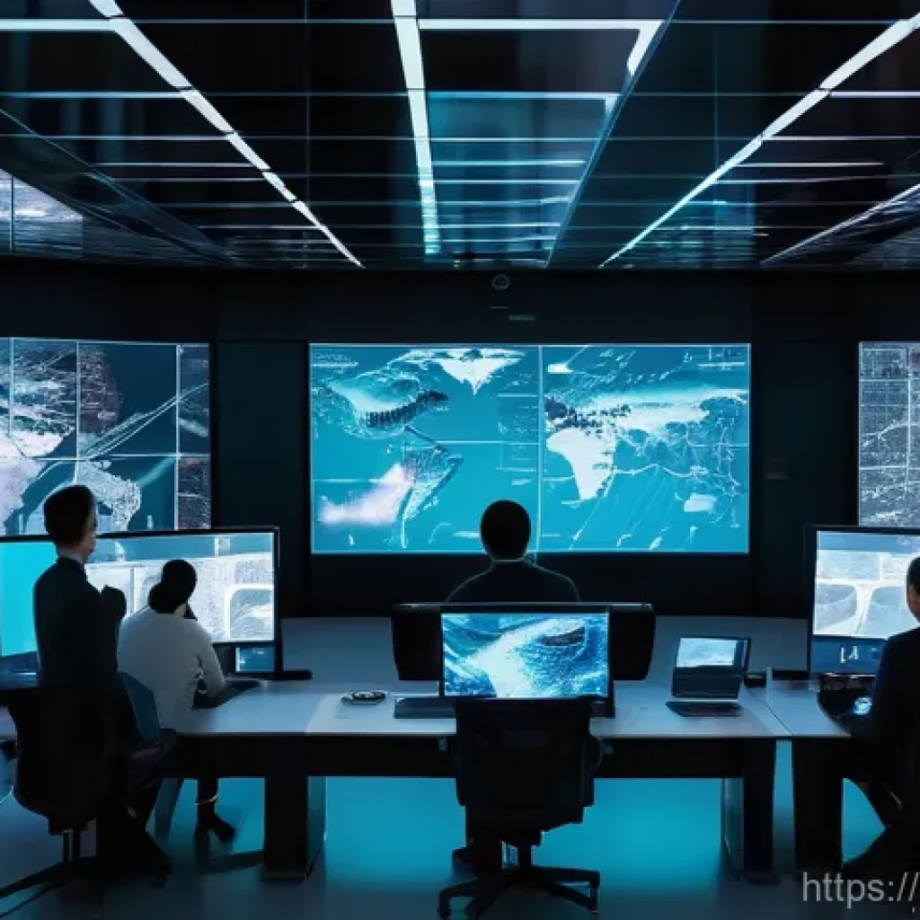 화재안전관리 실무와 관련된 최신 기술 동향 - **Prompt:** "A pristine, futuristic control room, bathed in soft, diffused light. A large, transpare...