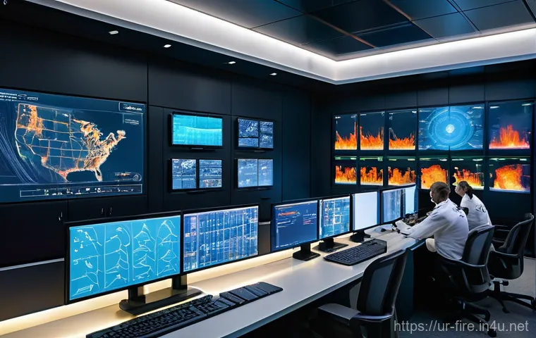 화재안전관리기술자의 직무 효율성을 높이는 방법 - **Prompt 1: Advanced Fire Safety Control Room**
An ultra-modern, dimly lit control room. In the ...