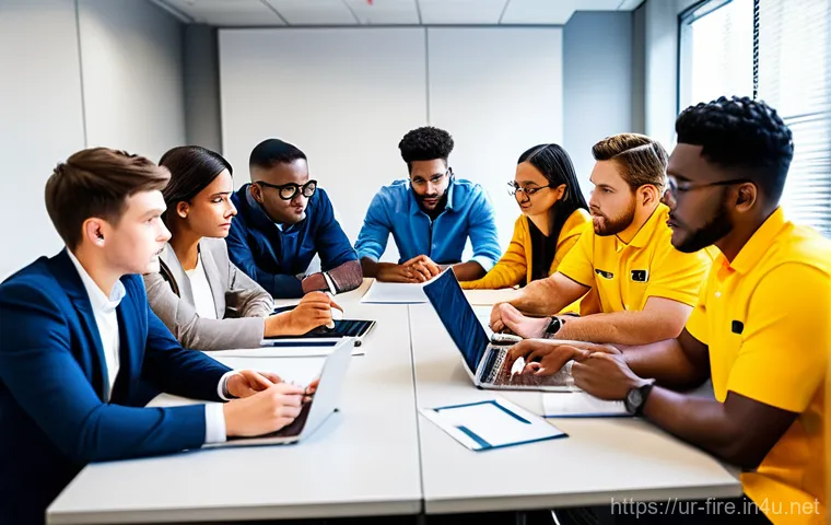 화재안전관리 기술자의 해외 취업 가능성 - **Prompt:** A highly advanced fire safety engineering control room bustling with activity. In the fo...