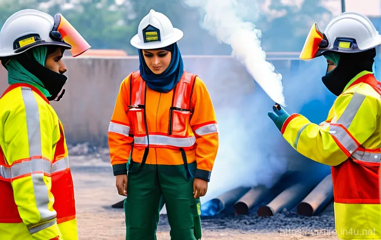 화재안전관리 기술자의 자격증 취득 전략 - **Prompt:** A group of professional, diverse Pakistani Fire Safety Management Technicians, including...